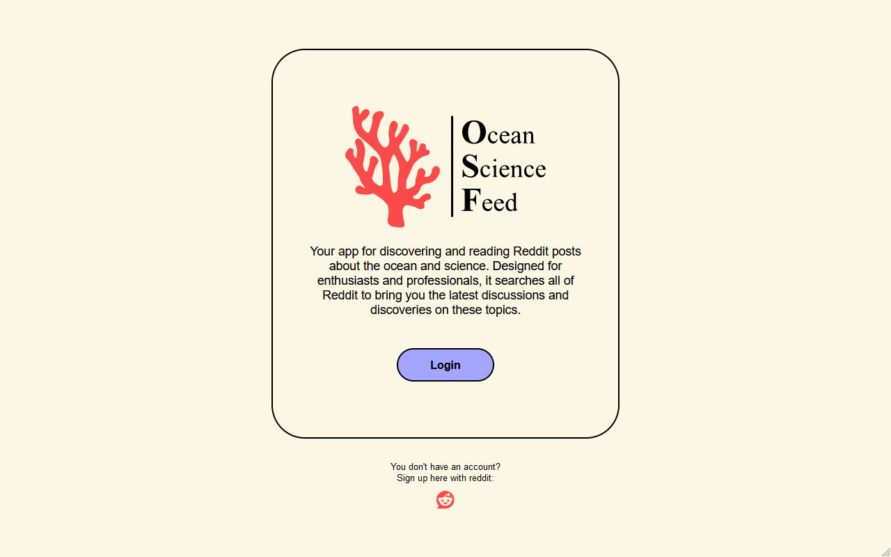 Screenshot of the project Ocean Science Feed